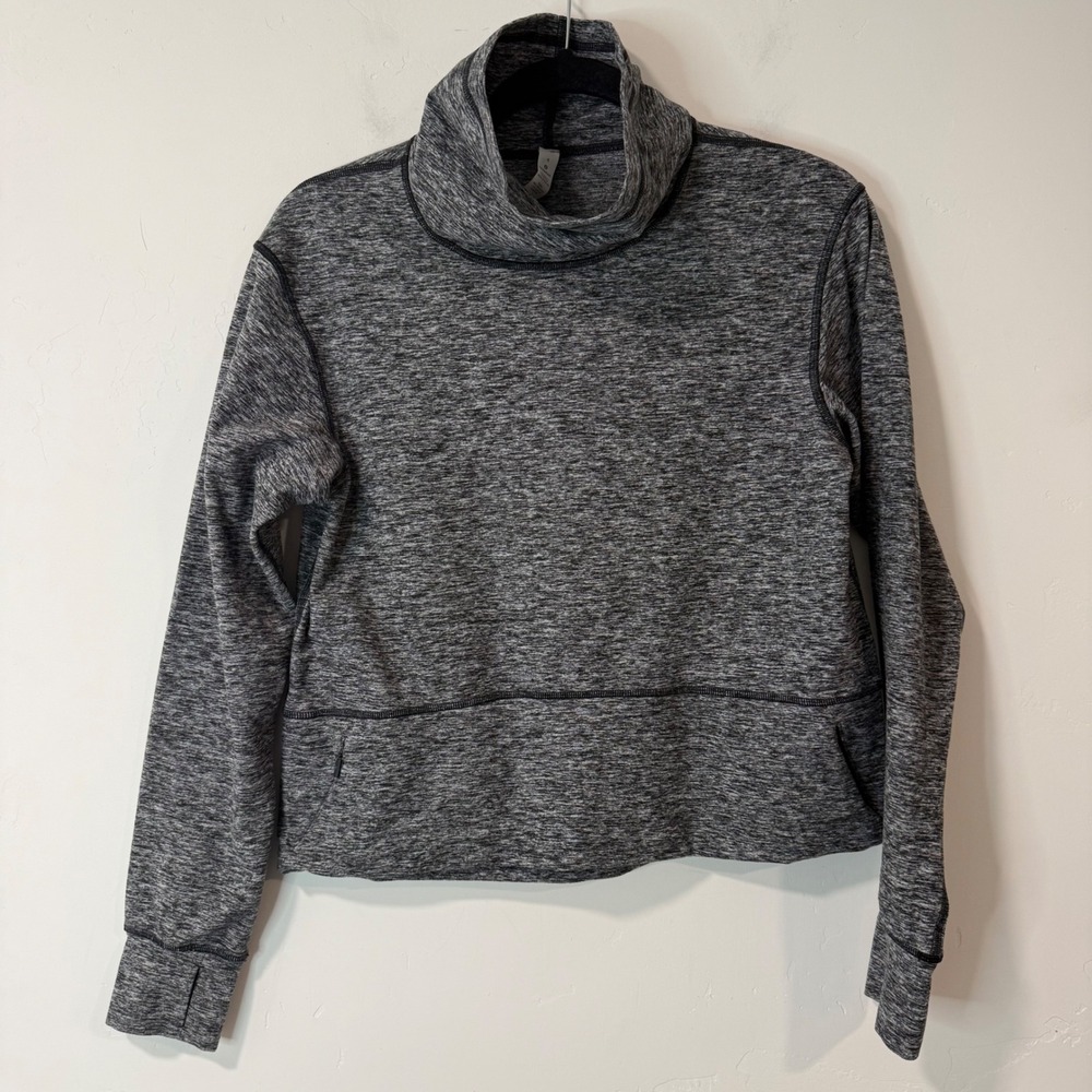 Lululemon Womens Ready to Rulu Pullover 4 Gray Cowl Neck Fleece Crop W3DTYS